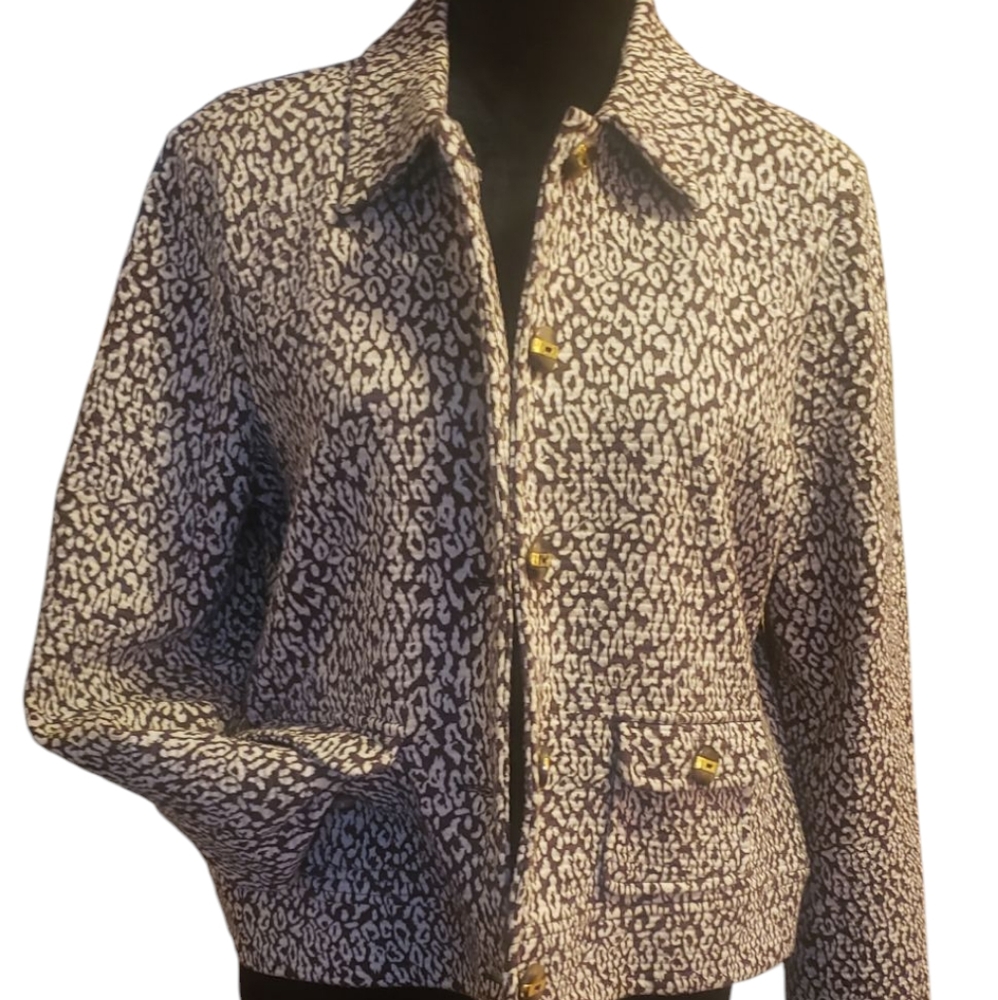 Charter Club Brown & Creme Women's Cropped Jacket